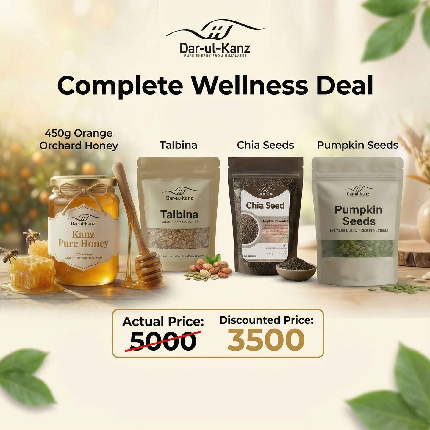 Complete Wellness Deal – Orange Orchard Honey, Talbina, Pumpkin Seeds & Chia Seeds